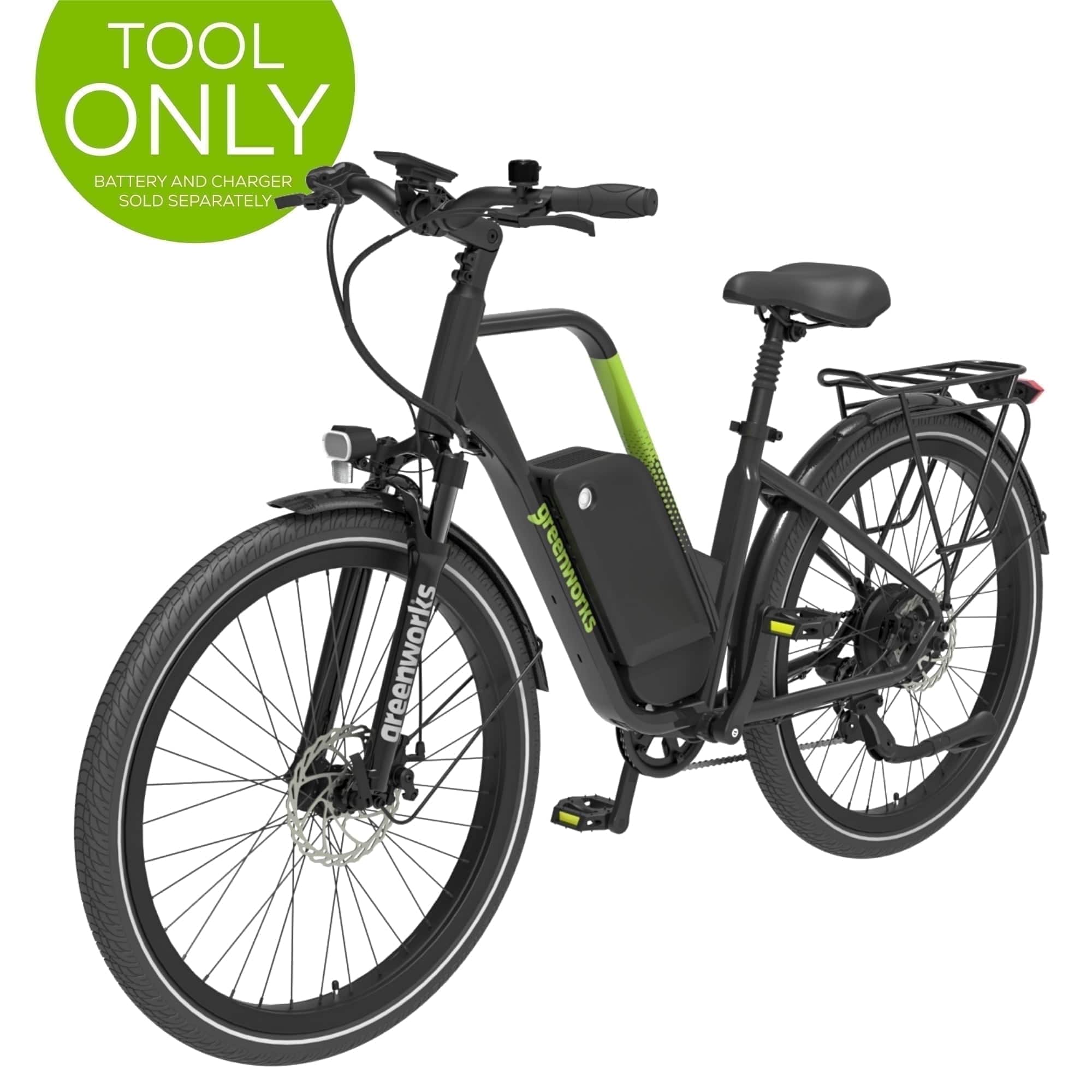 Front. Greenworks - Greenworks 60V Electric Commuter Bike for Adults, 27.5" Tires, 500W Motor, Tool Only, Battery and Charger Not Included - Green.