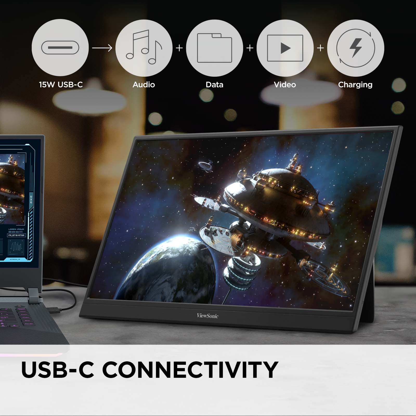 15W USB-C Audio Data Video Charging

ViewSonic USB-C CONNECTIVITY