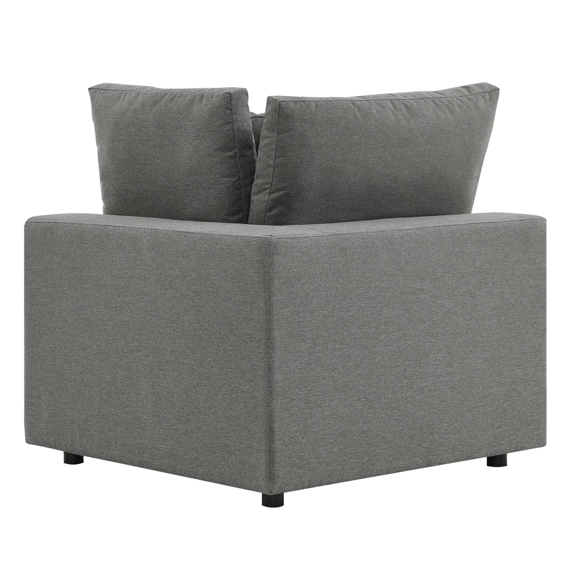 Alt View 1. Modway - Commix Overstuffed Outdoor Patio Corner Chair by Modway - Charcoal.