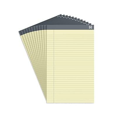 Front. TRU RED - Notepads, 8.5" x 14", Wide Ruled, Canary, 50 Sheets/Pad, 12 Pads/Pack  - Yellow.