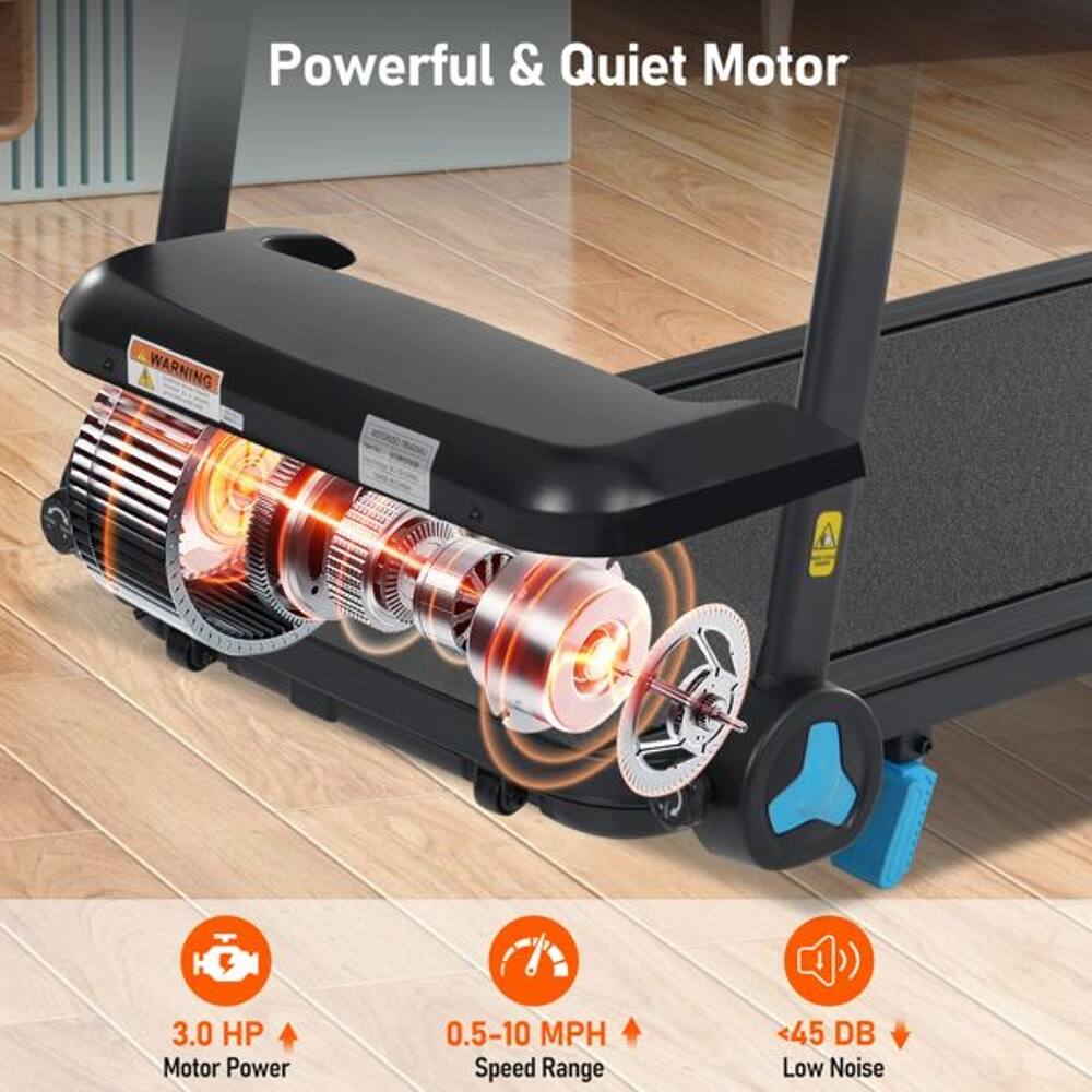 Powerful & Quiet Motor

WARNING

3.0 HP Motor Power

0.5-10 MPH Speed Range

<45 DB Low Noise