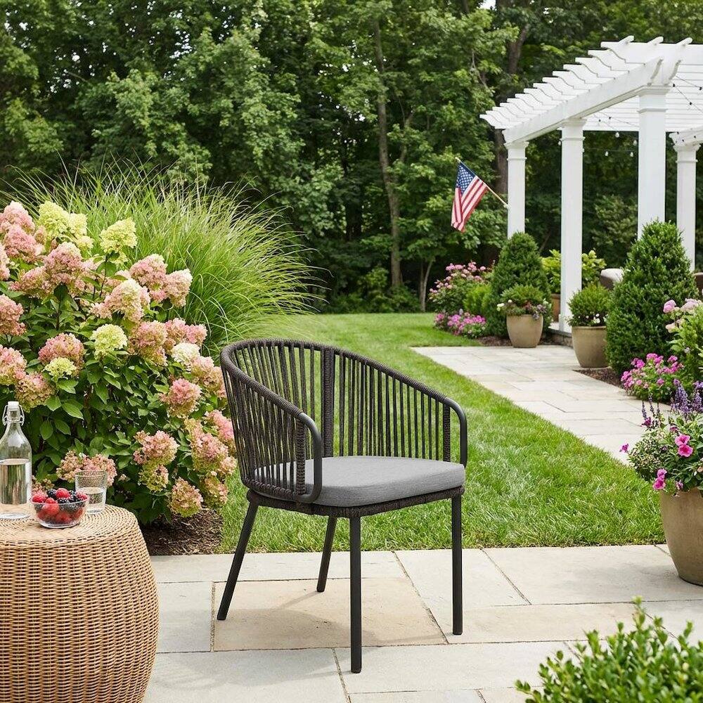 Left. Outdoor Escape - Outdoor Patio Armchair With Cushioned Seat And Armrests - Gray.