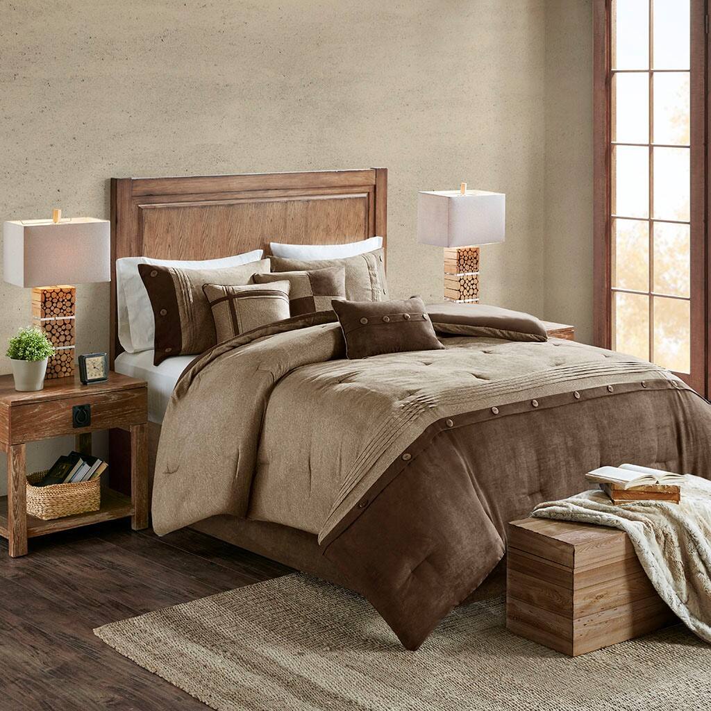 Alt View 4. Gracie Mills - Gracie Mills Maldonado 7-Piece Rustic Faux Suede Comforter Set - Brown.