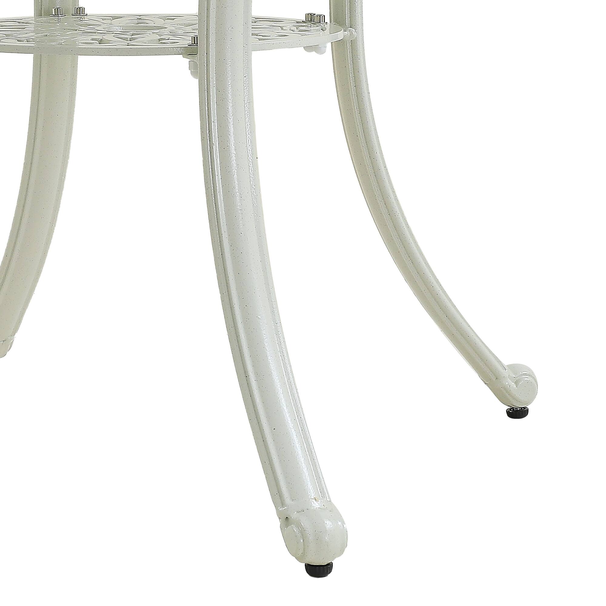 Alt View 6. Mondawe - Outdoor Cast Aluminum Round Patio Table with Umbrella Hole - White.