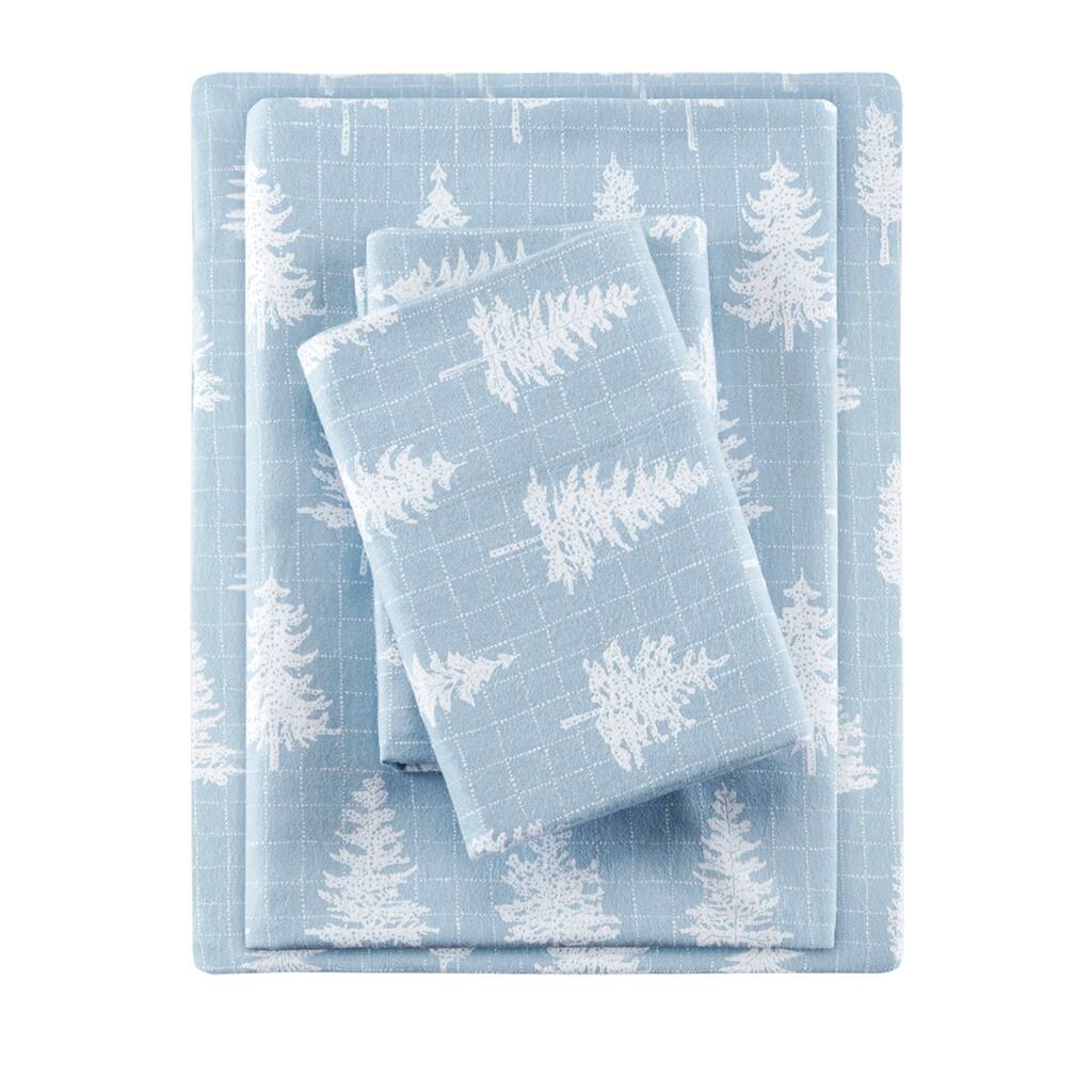 Gracie Mills - Persephone Cotton Flannel Sheet Set - Blue Forest