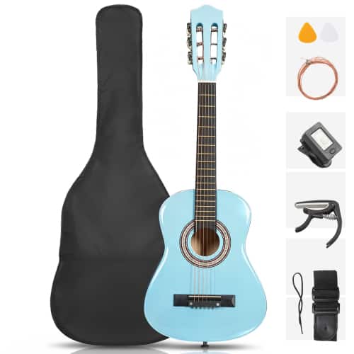 "Winado - 30"" Acoustic Guitar with Gig Bag for Beginner,1/4 Steel Guitars Kit with Extra Strings, Strap, Picks, Capo - Blue" price history on PriceWatchPro