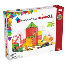 BUILDER XL 50-Piece Magnetic Construction Set, THE ORIGINAL MAGNA-TILES