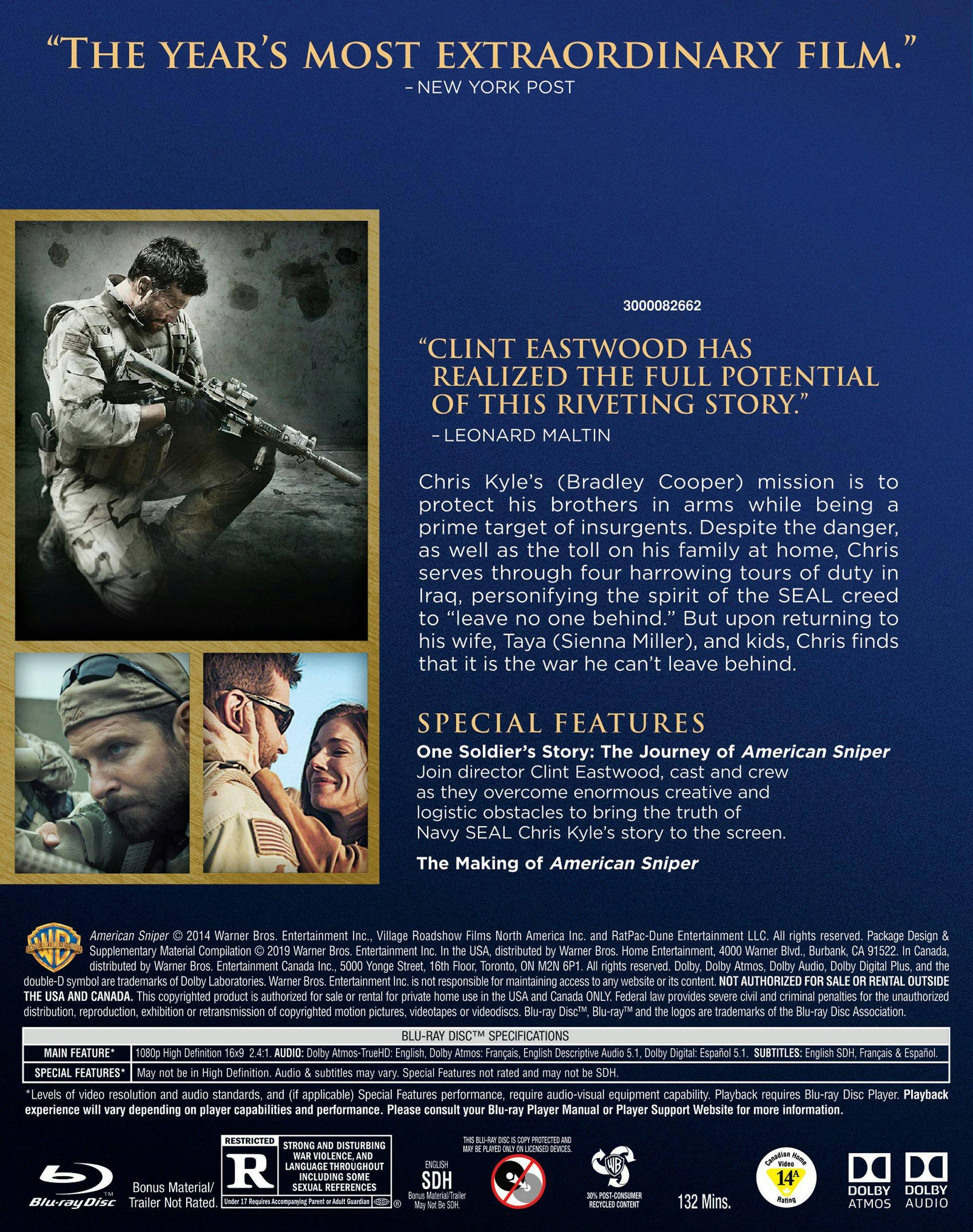 Back. American Sniper [Blu-ray].