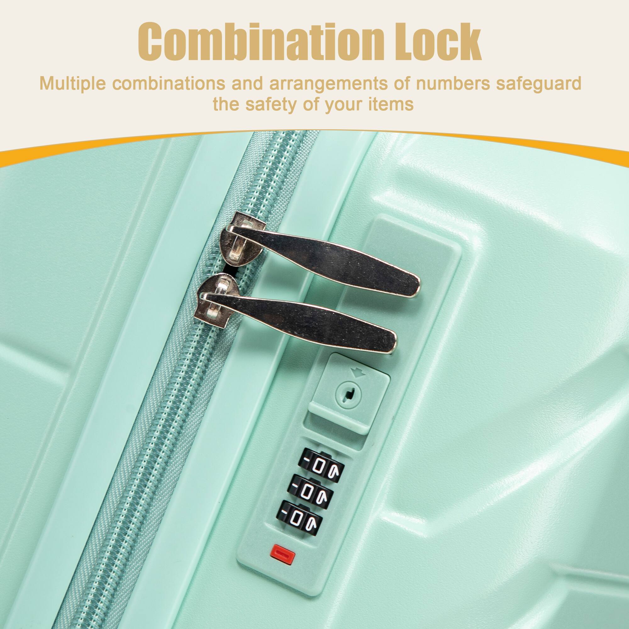 Combination Lock  
Multiple combinations and arrangements of numbers safeguard the safety of your items