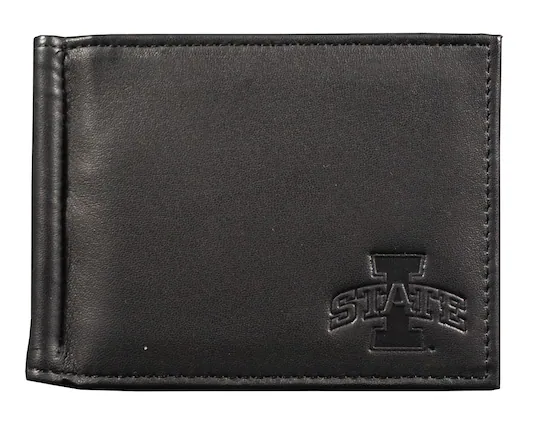 Front. Rico Industries - Iowa State Cyclones RFID Blocking Shield Black Leather Moneyclip Wallet - Multi.