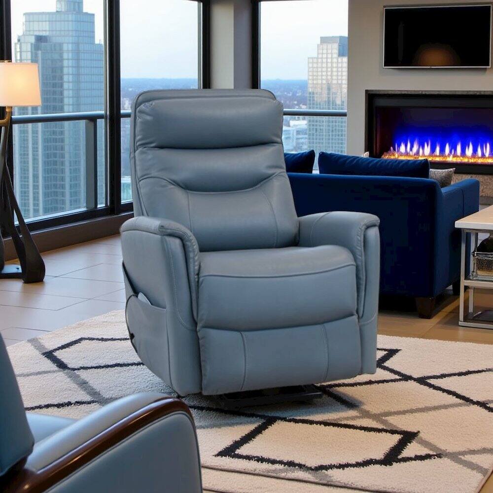 Back. Starlight Canyon Home - Azure Recliner Chair with Power Lift and Articulating Headrest - Blue.