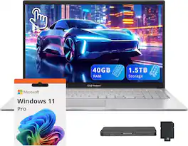 ASUS - Vivobook 15.6" FHD Touchscreen Laptop,Intel i7-1355U,40GB RAM,1TB SSD+512GB Docking Station,Win 11 Pro - Silver