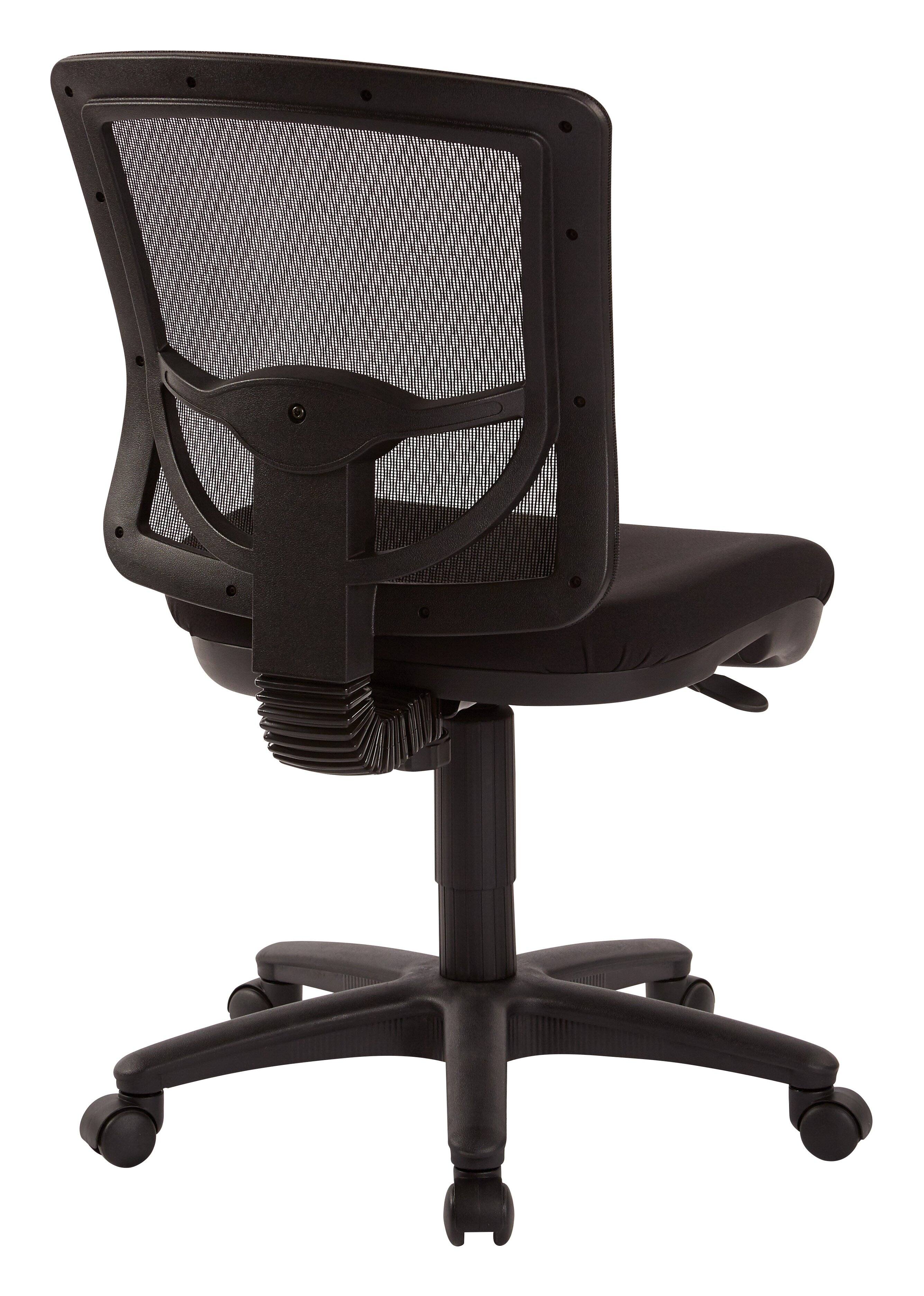 Back. Office Star Products - ProGrid® Mesh Back Armless Task Chair with Padded Coal FreeFlex Fabric Seat - Coal.