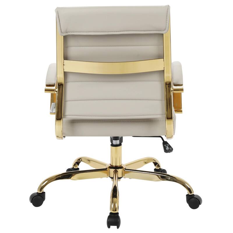 Alt View 6. LeisureMod - (Set of 2) Benmar Leather Office Chair with Gold Accents, Adjustable Height, Swivel Ergonomic Design for Home Office - Tan.