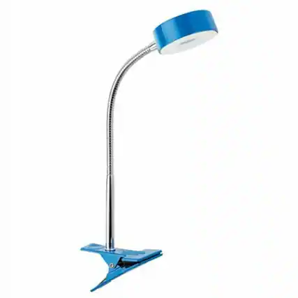 Front. Globe Electric - Globe Electric 8.46" 5W 250 Lumens LED Integrated Goose Neck Clip Lamp, Blue - Blue.