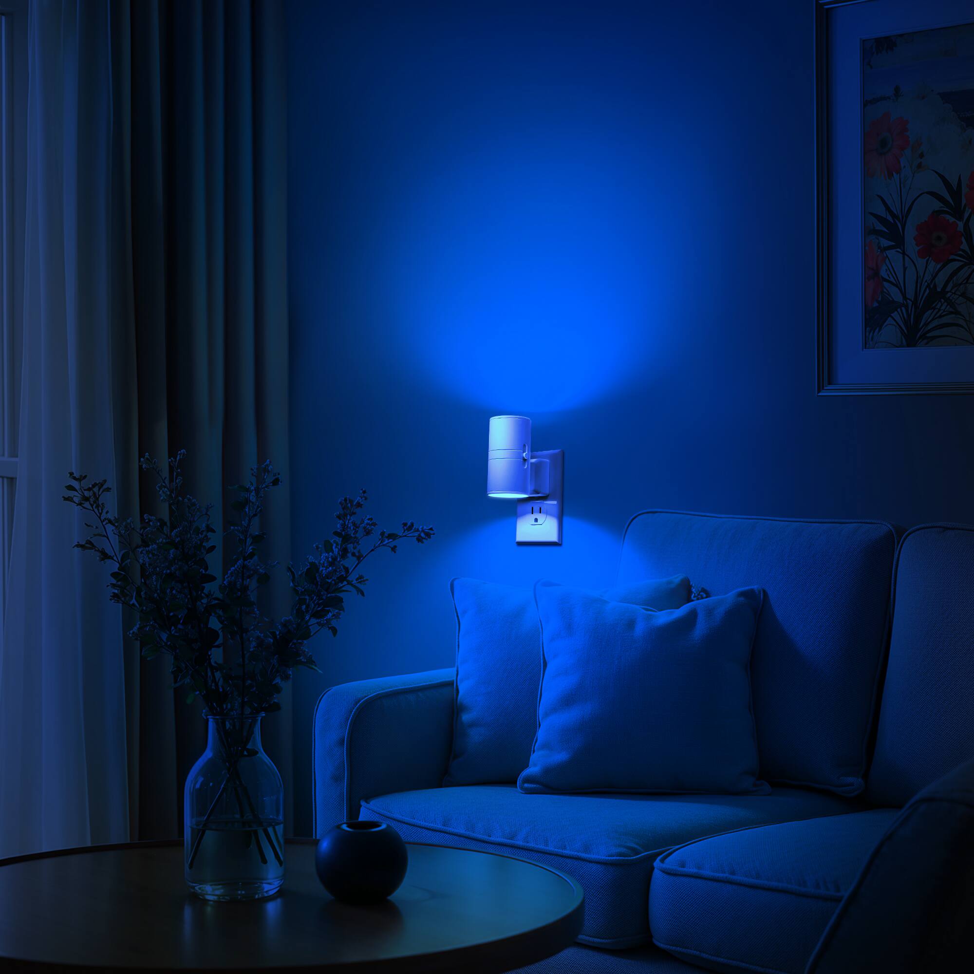 Jandcase 2 Pack 1W Plug in Night Light, Blue Glow, Round Cylinder ...