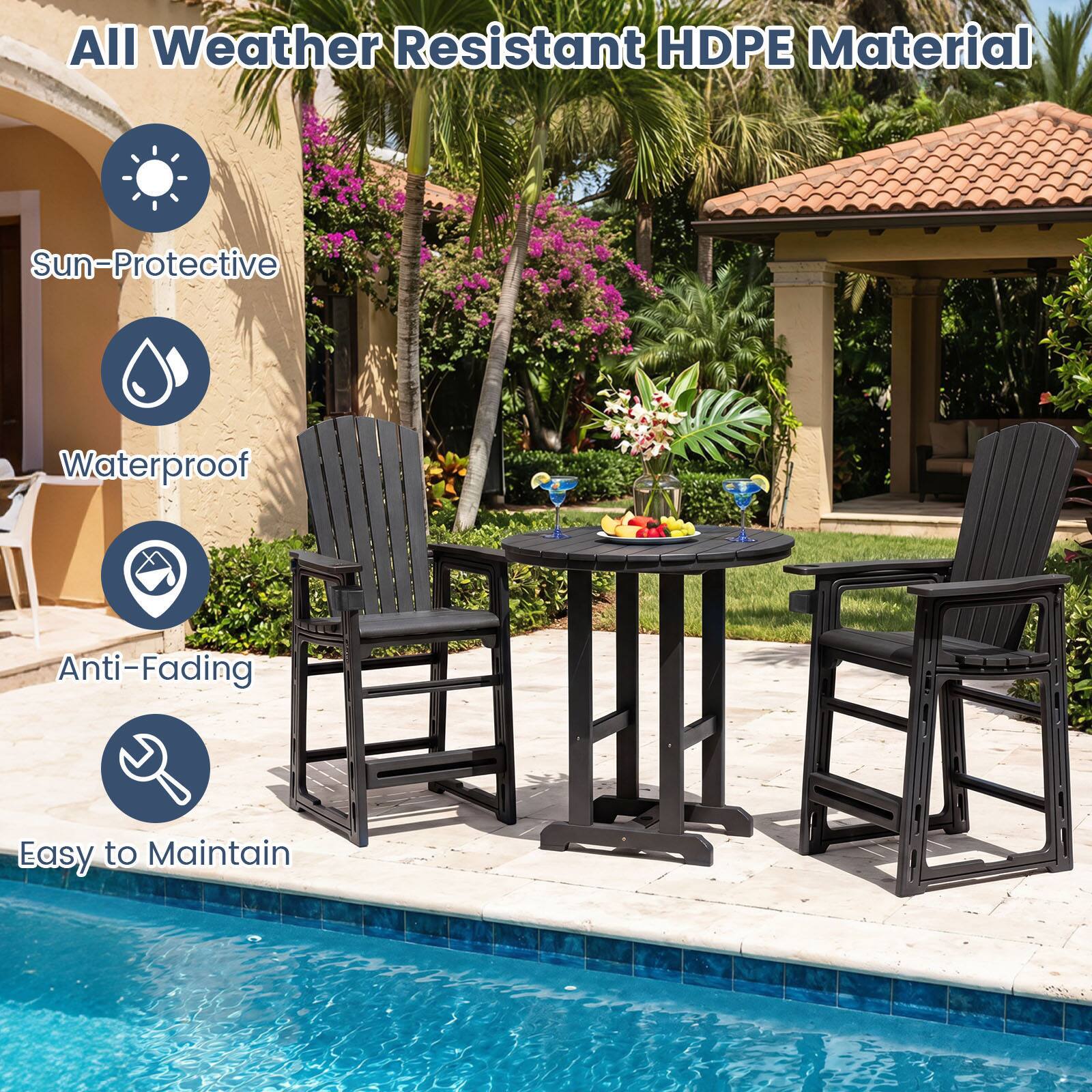 All Weather Resistant HDPE Material

- Sun-Protective
- Waterproof
- Anti-Fading
- Easy to Maintain