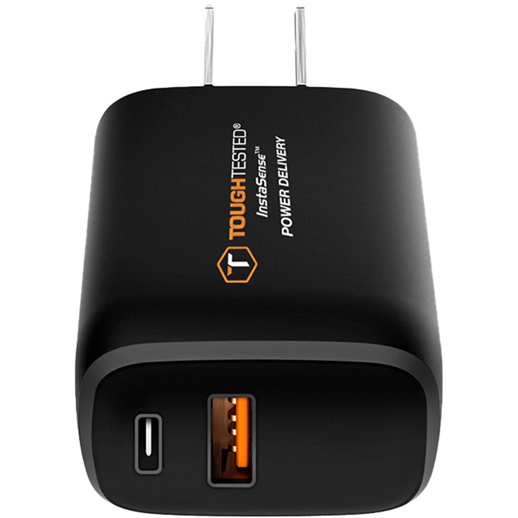 Front. ToughTested - 20W 10' Wall Charger - Black.