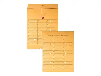 Front. Quality Park - Kraft Button & String Inter-Departmental Envelope 10" x 13", 100/Box - Brown.