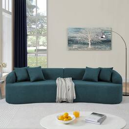 Kadyn - Curved Modular Sectional Sofa, Modern Design with Lamb's Wool Fabric, Ready to Use No Assembly, Blue - Blue