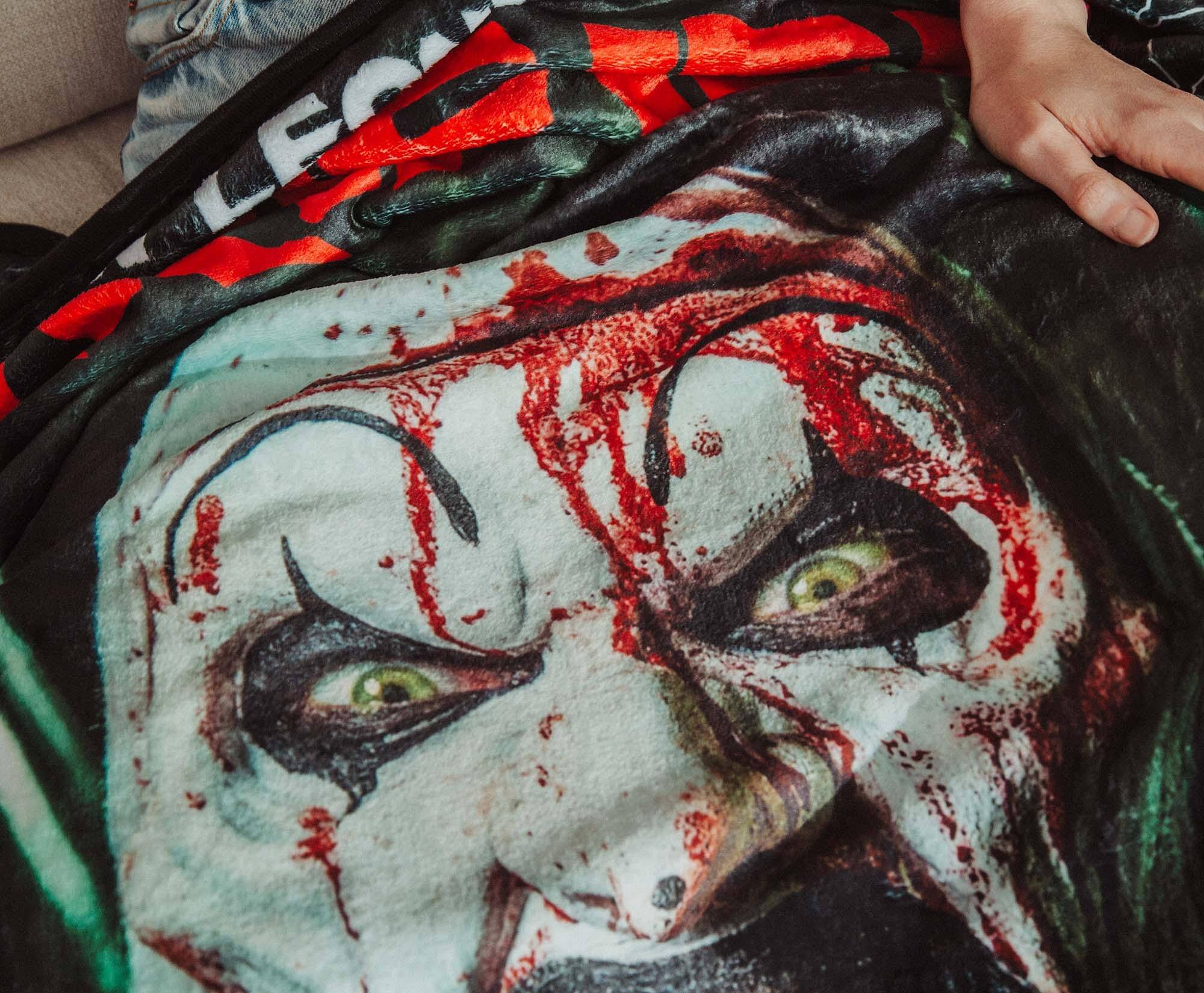 Alt View 4. Surreal Entertainment - Terrifier 2 Art the Clown Fleece Throw Blanket | 45 x 60 Inches - Black/Red.