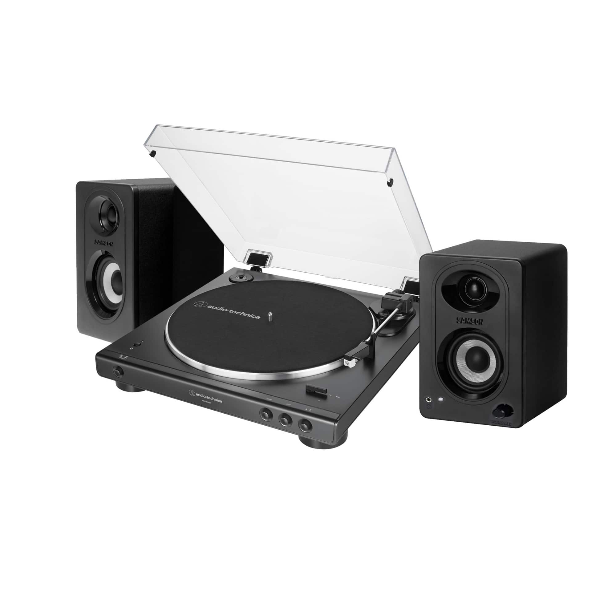 Audio-Technica - AT-LP60XBT Bluetooth Stereo Turntable (Black) with Speakers Pairs