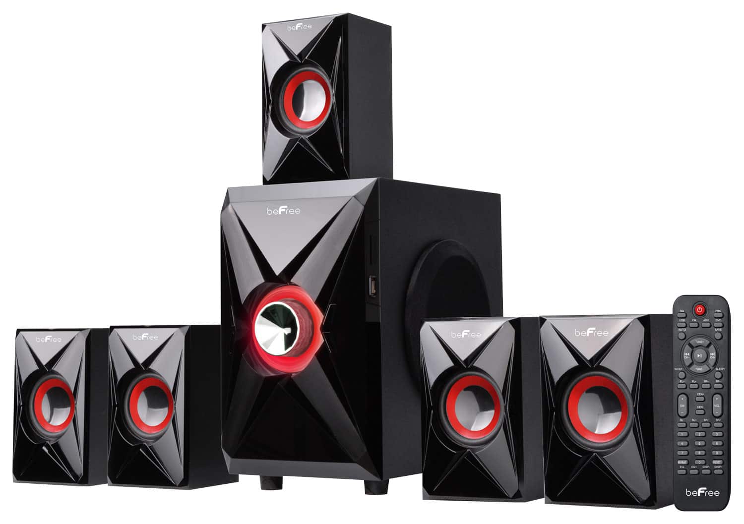 Front. beFree Sound - 5.1-Channel Bluetooth Speaker System - Black/Orange.