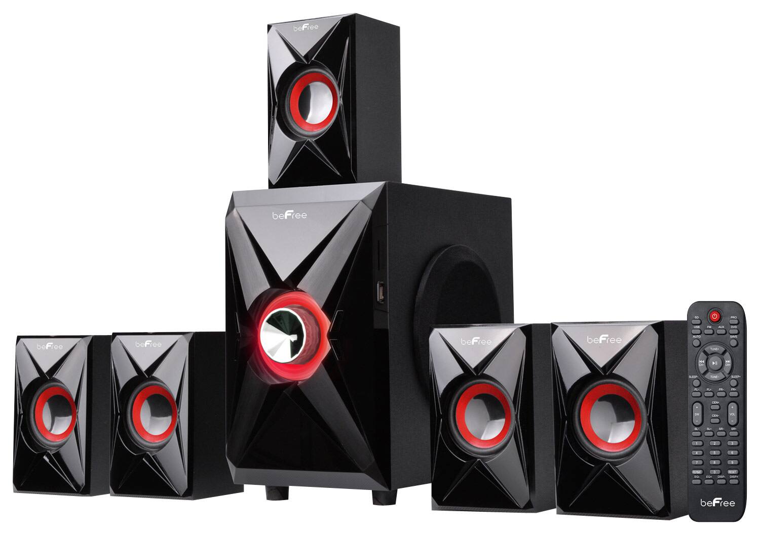 Front. beFree Sound - 5.1-Channel Bluetooth Speaker System - Black/Orange.