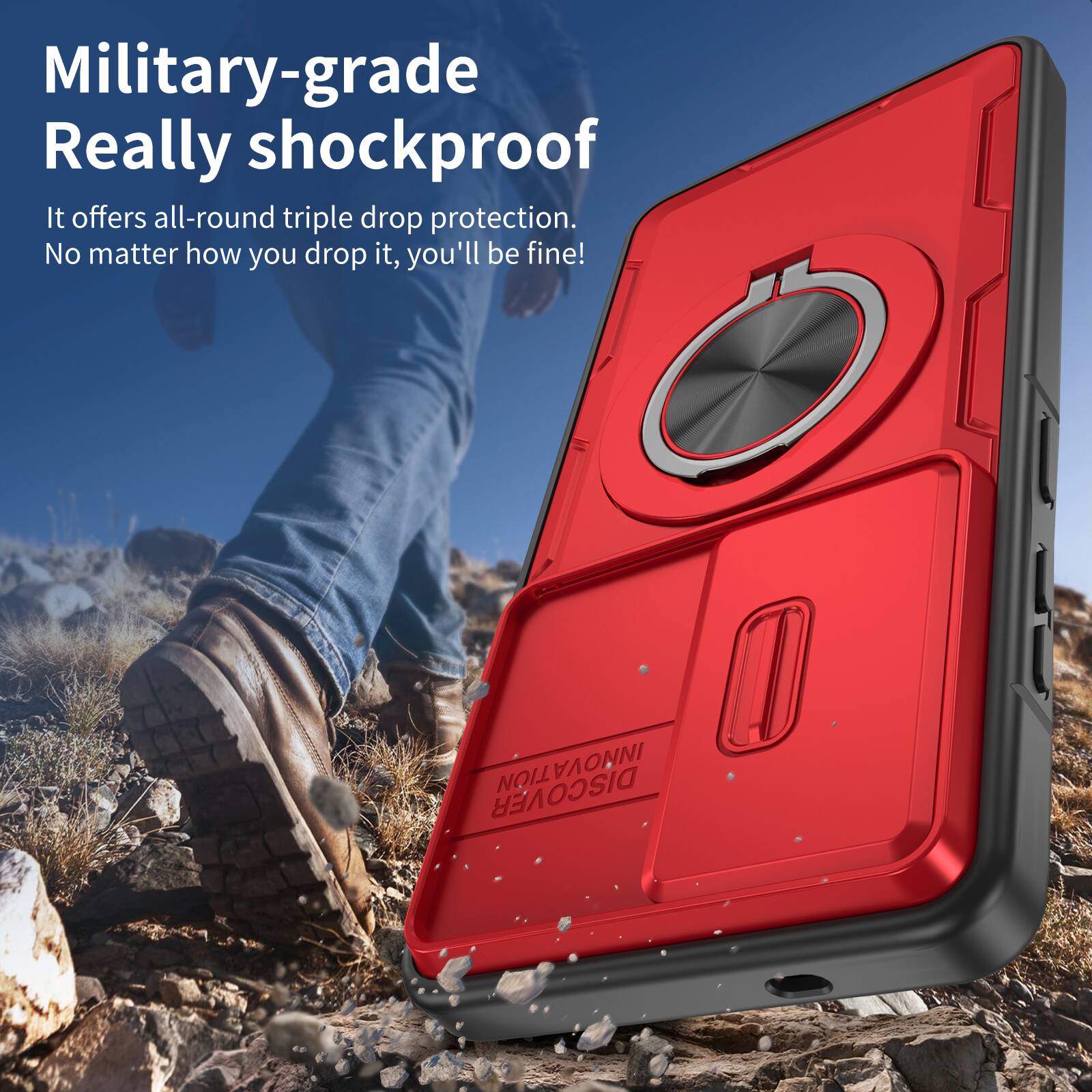 Military-grade Really shockproof. It offers all-round triple drop protection. No matter how you drop it, you'll be fine!