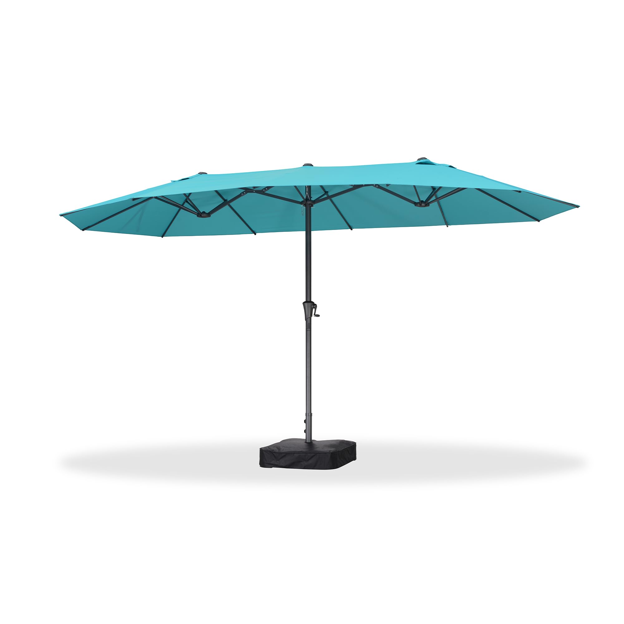 Alt View 8. PURPLE LEAF - 14 ft. Patio Market Umbrella with Base Double-Sided Outdoor Table Sun Umbrellas with Crank for Pool Beach Deck Backyard - Turquoise Blue.