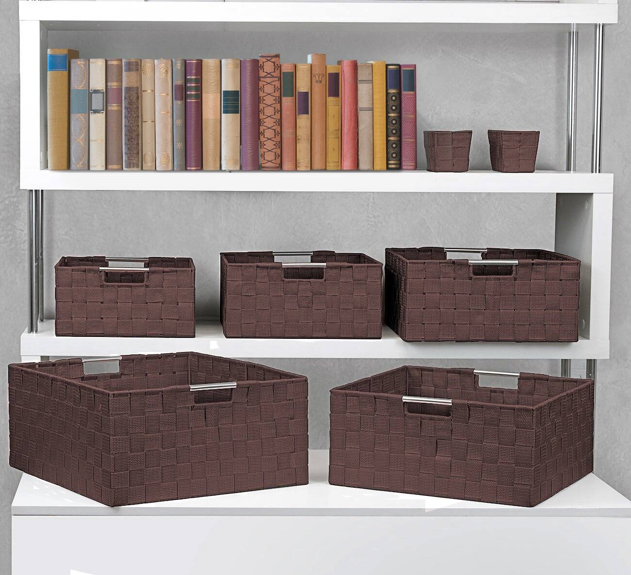 Alt View 2. Sorbus - Sorbus 7 Piece Storage Baskets for Organizing , Mesh, Linen, Organizer Storage Baskets for Home or Office - Brown.