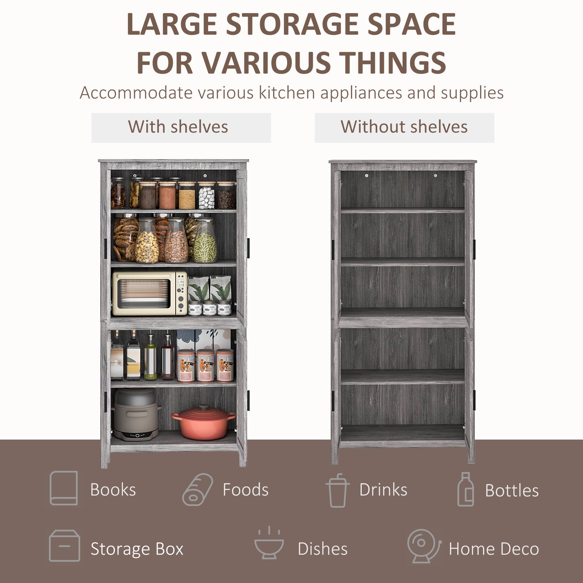 LARGE STORAGE SPACE FOR VARIOUS THINGS Accommodate various kitchen appliances and supplies With shelves Books Foods Drinks Bottles Storage Box Dishes Home Deco Without shelves