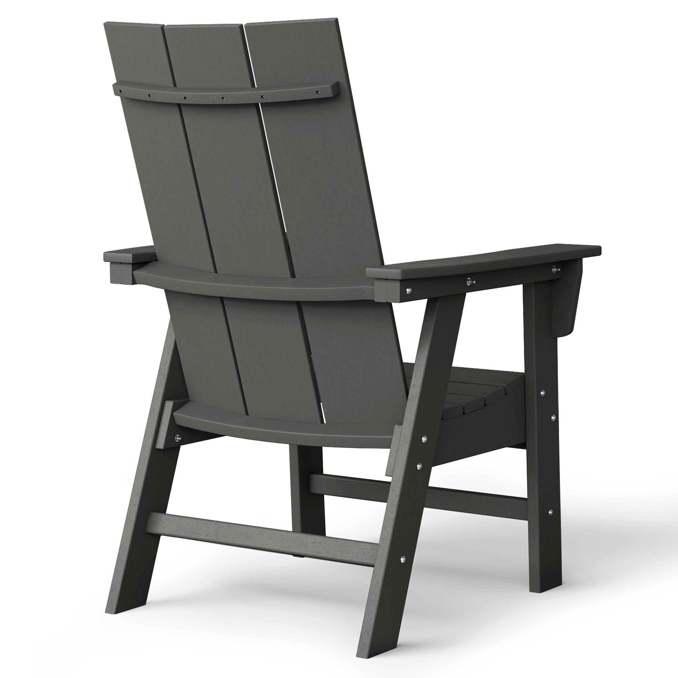 Left. WestinTrends - WestinTrends Ashore Outdoor Patio HDPE Plastic Modern Adirondack Dining Chair - Gray.
