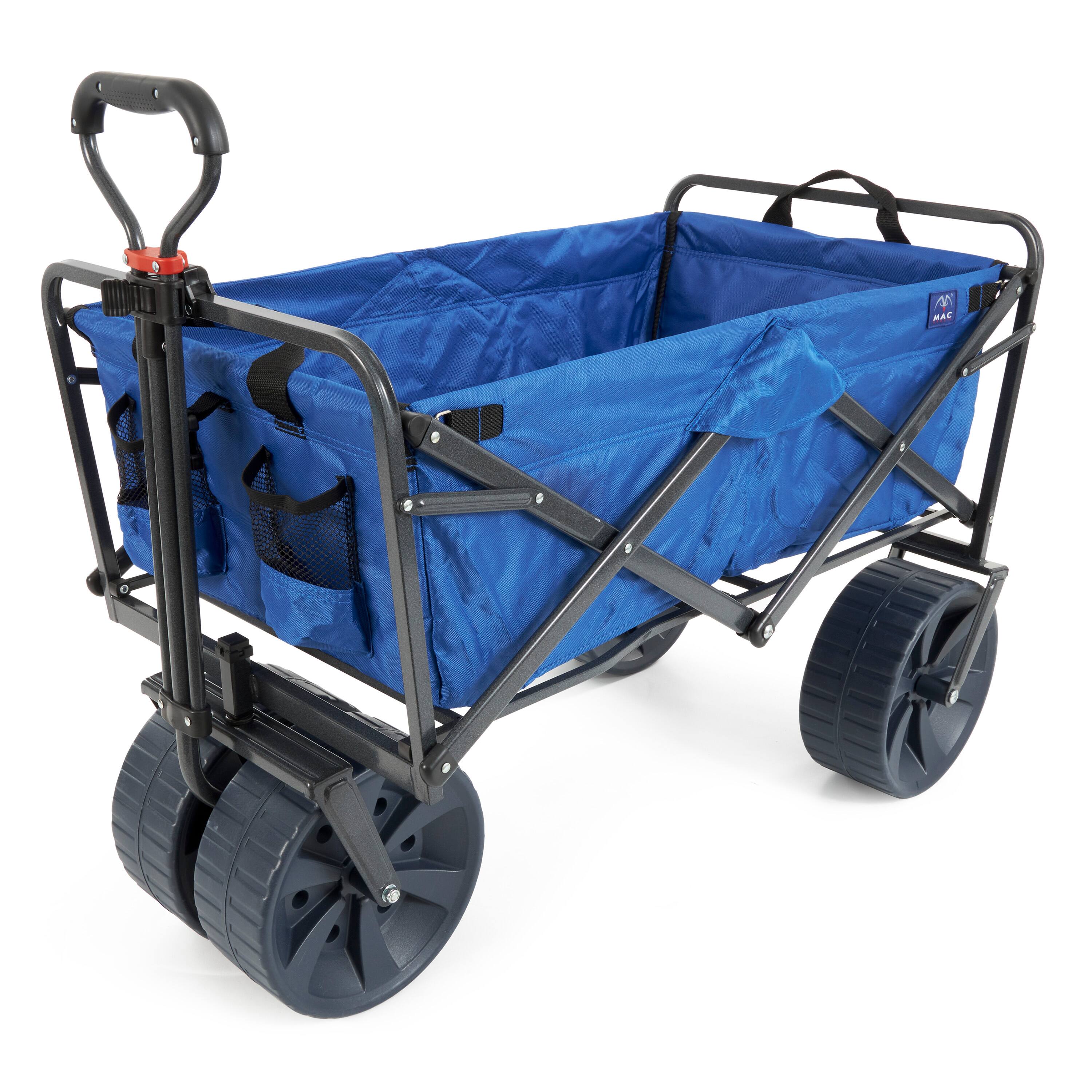 Mac Sports - Collapsible Folding All Terrain Outdoor Beach Utility Wagon Cart - Blue-Black
