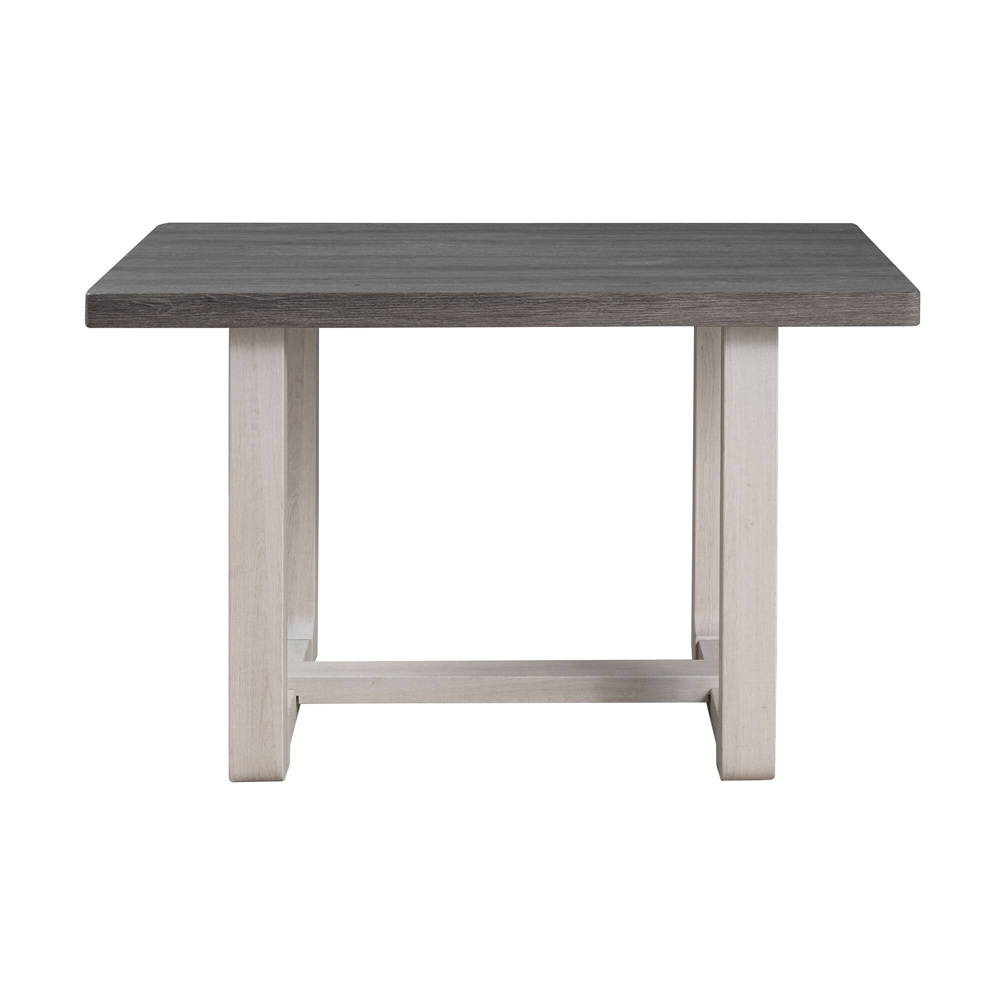 Alt View 1. Vaczon - Transitional Engineered Wood Dining Table with Rubberwood Trestle Base, Durable & Stylish for Modern Dining Rooms - Gray.