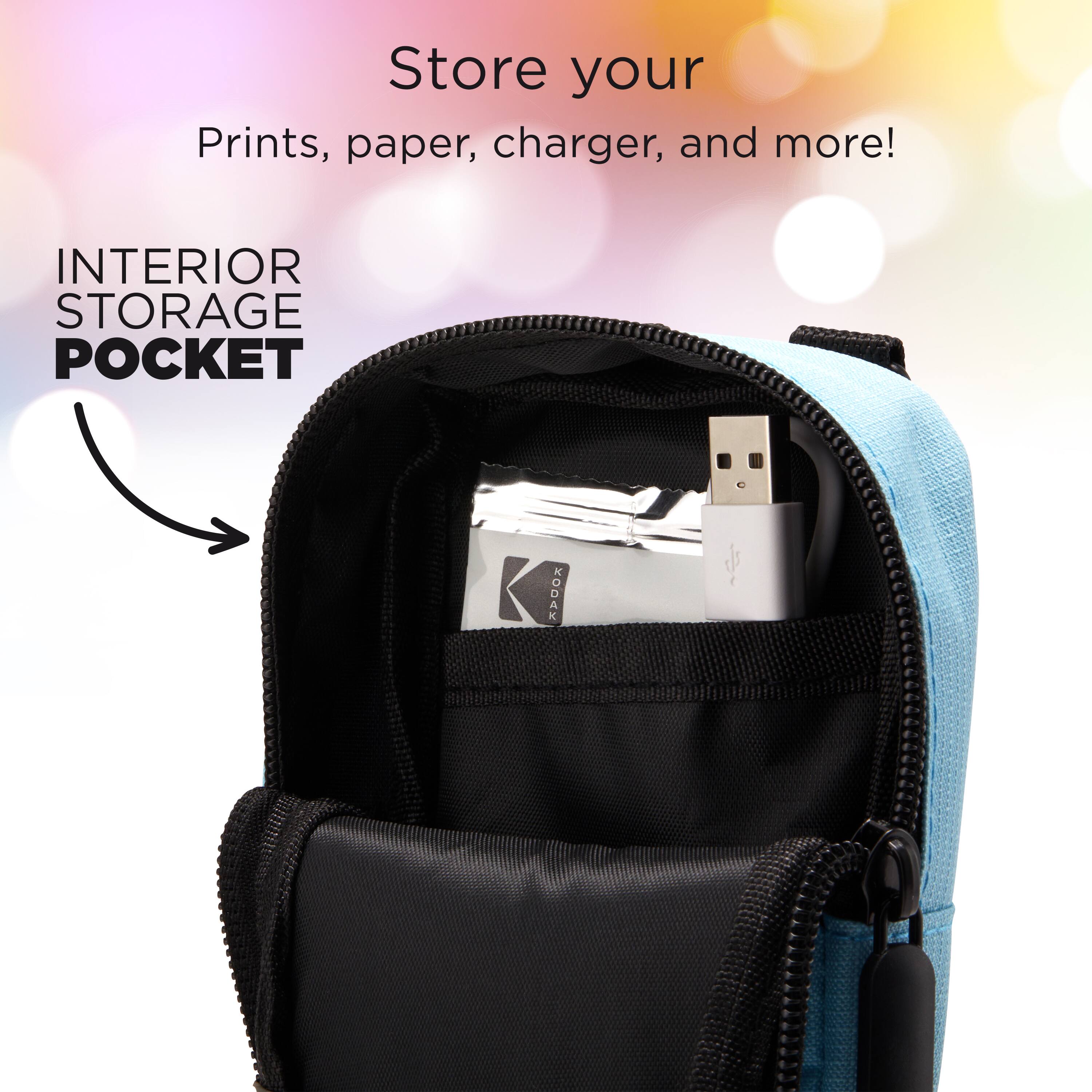 Store your prints, paper, charger, and more!  
INTERIOR STORAGE POCKET