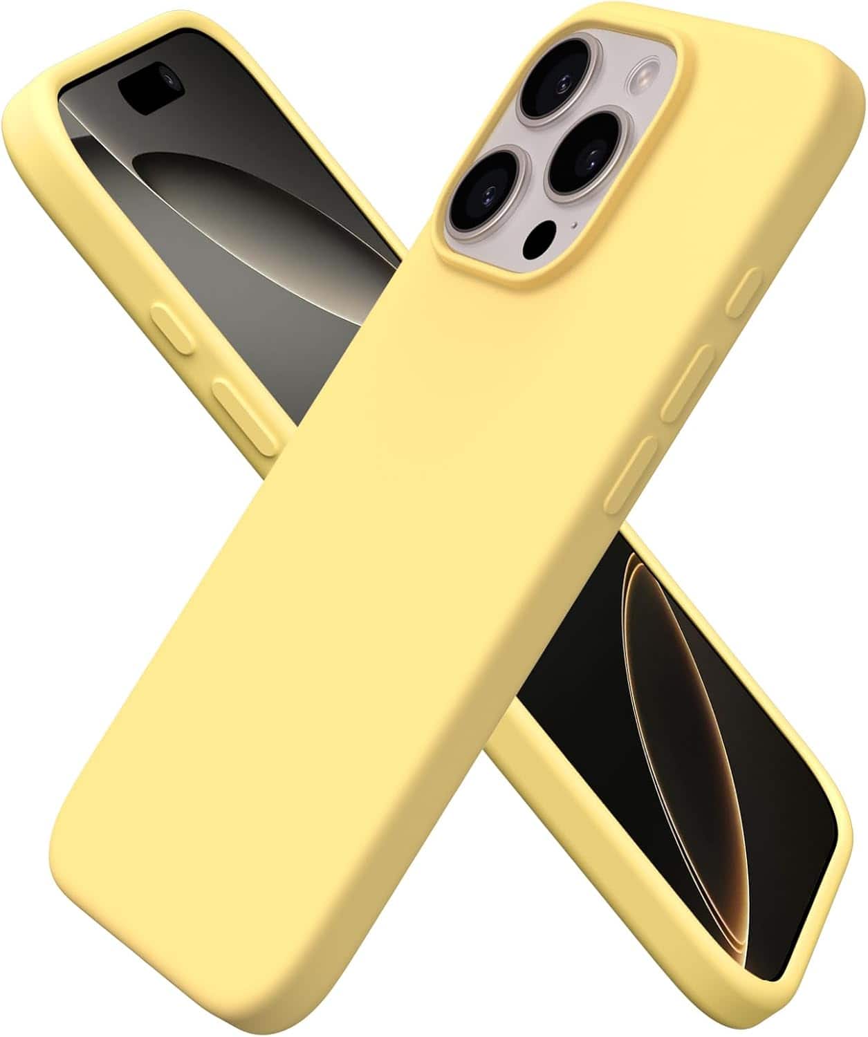 Front. Ornarto - ORNARTO Designed for iPhone 16 Pro Case 6.3", Liquid Silicone 3 Layers Full Covered Protective Cover-Buttercream Yellow - Buttercream Yellow.