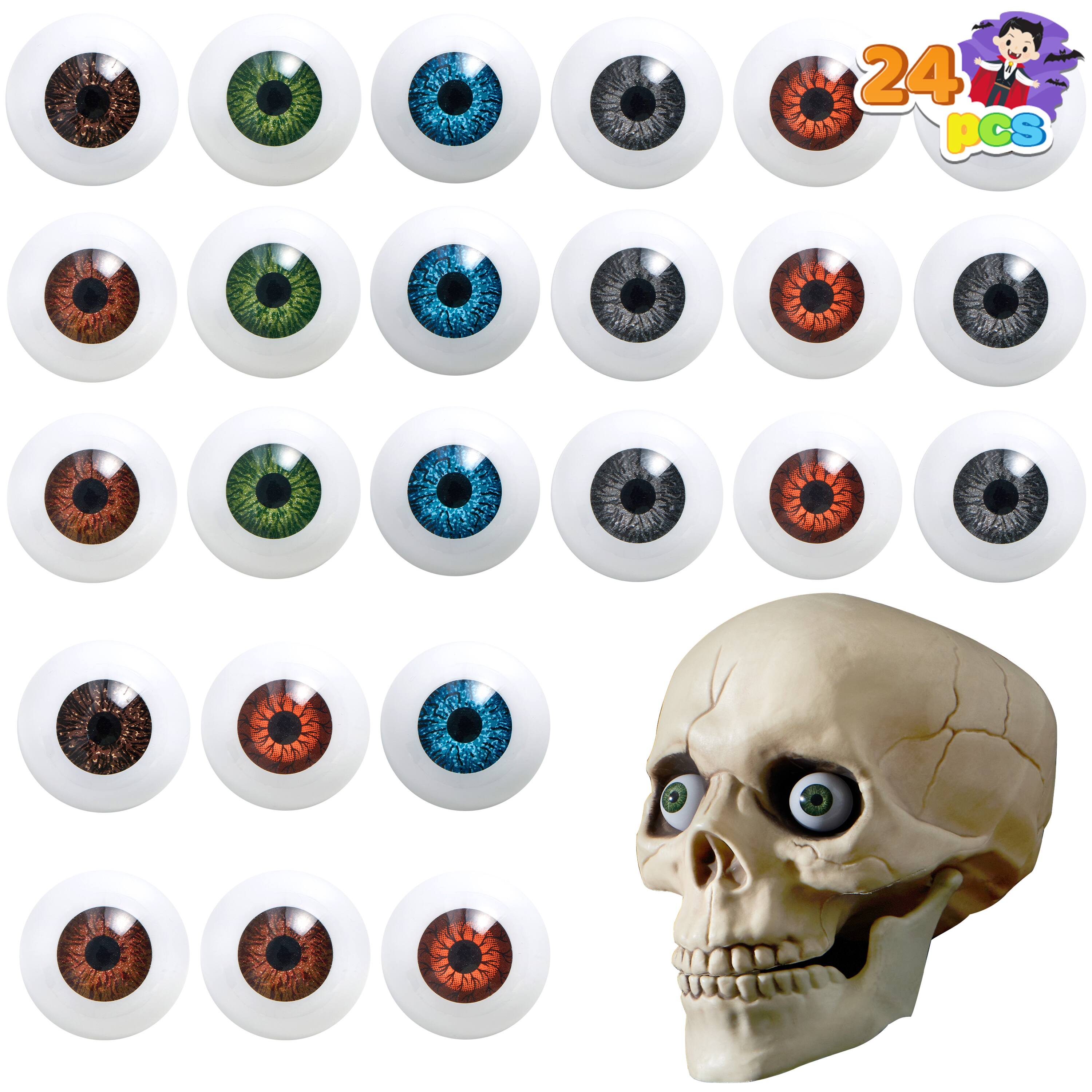 Front. Joyfy - 24 pcs Halloween Eyeballs Decorations, Trick or Treat Party Favor, Scary Art Craft, Realistic Eyeballs Disposable Prop - Multicolor.