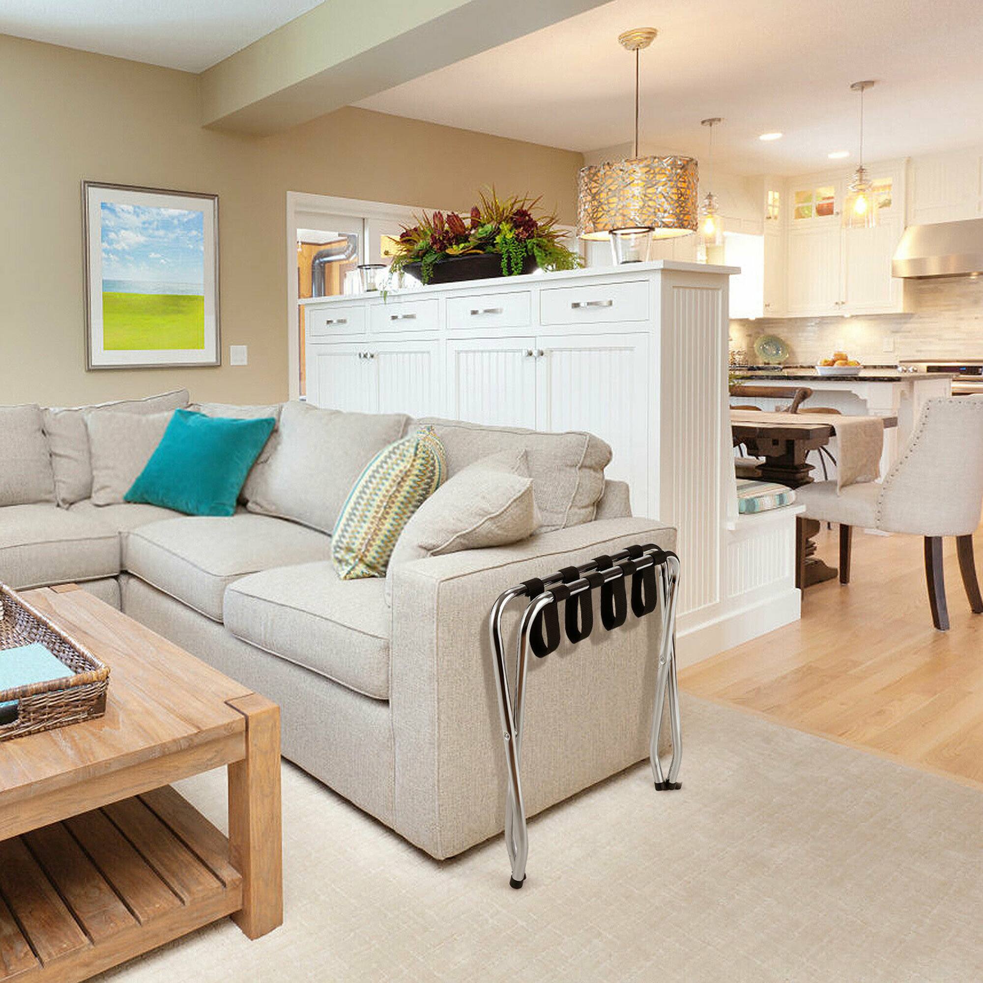 Alt View 1. Costway - Costway Folding Luggage Rack Chromed Metal Suitcase Holder Shelf for Home Hotel - Silver,Black.