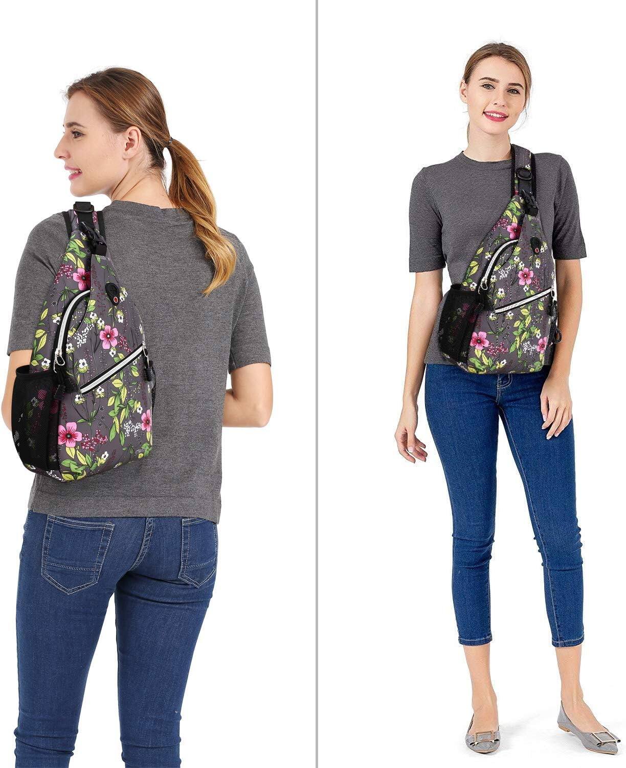 Alt View 2. mosiso - Sling Backpack Multipurpose Crossbody Shoulder Bag Travel Hiking Daypack - Gray Periwinkle.