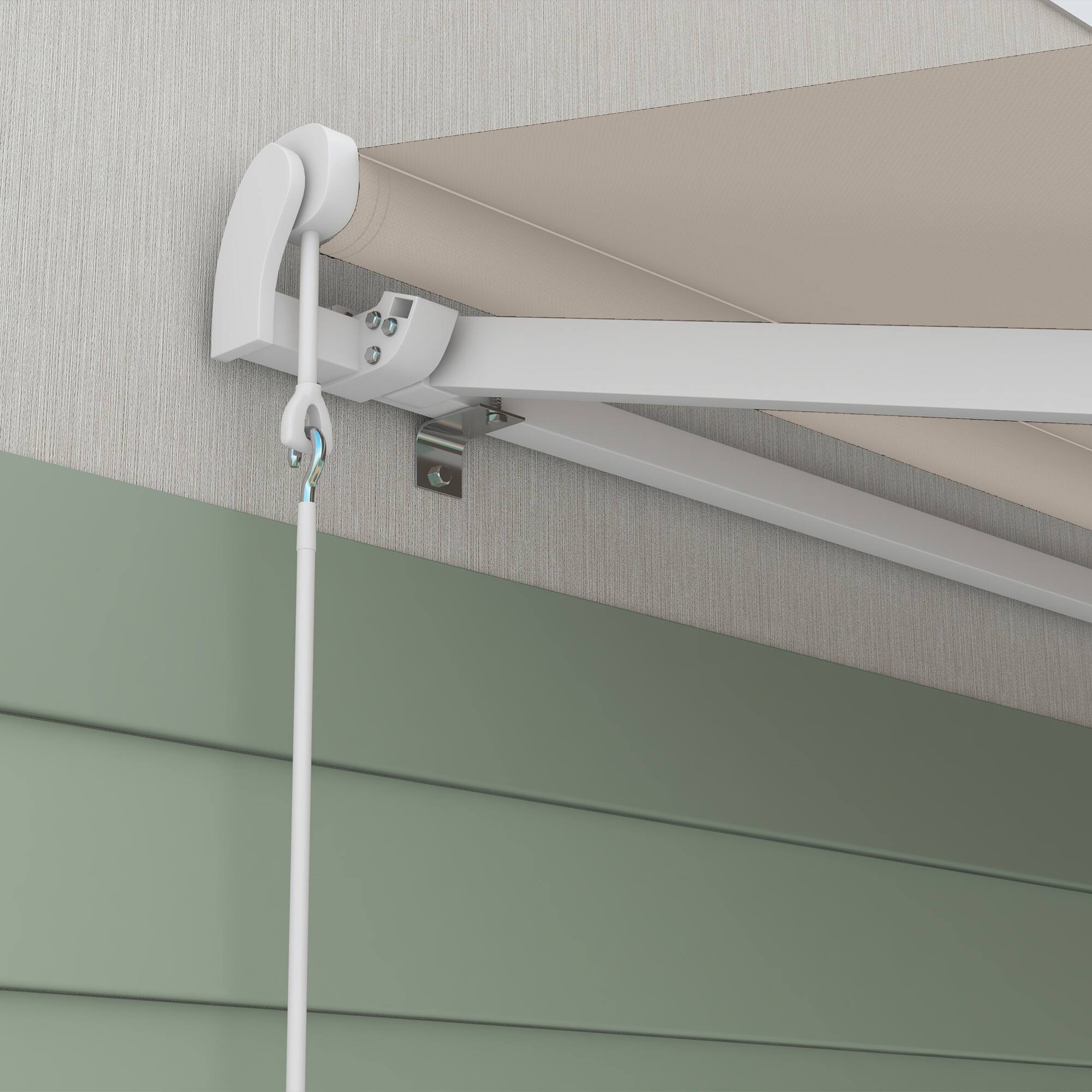 Alt View 7. Outsunny - Electric Retractable Awning Sunshade Shelter with Remote Controller & Crank Handle for Deck Balcony Yard - Cream White.