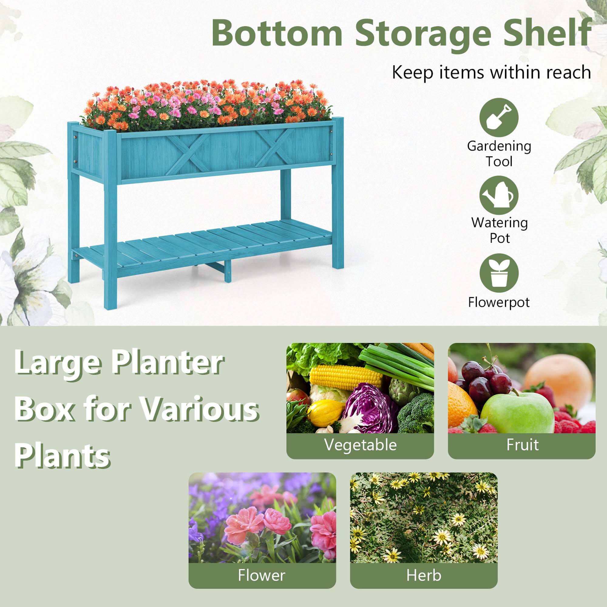 Bottom Storage Shelf: Keep items within reach. Gardening Tool: Watering Pot, Flowerpot, Large Planter Box for Various Plants, Vegetable, Fruit, Flower, Herb.