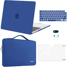 mosiso - 5in1 Kit for MacBook Air 13-Inch M5 M4 M3 M2 2022-2026, Hard Shell&Sleeve Bag&Keyboard Skin&Webcam Cover&Screen Film - Royal Blue