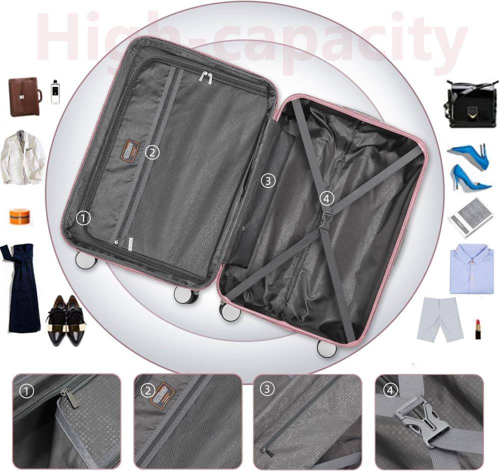 Alt View 2. BreeBe - Luggage Sets 6 Piece with Duffel Bags, Hardside Expandable Suitcases with Spinner Wheels TSA Lock - Light Pink.