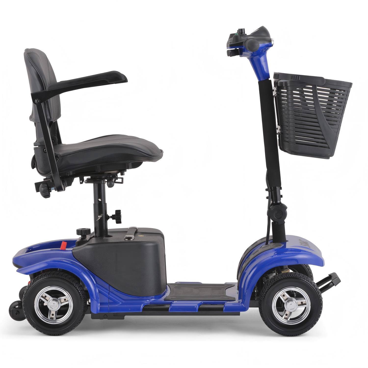 Angle. Hover Heart - Foldable Electric Scooter for Seniors, with LED Headlights, Storage Basket & Rechargeable Battery,10 Mile Long Range - blue.