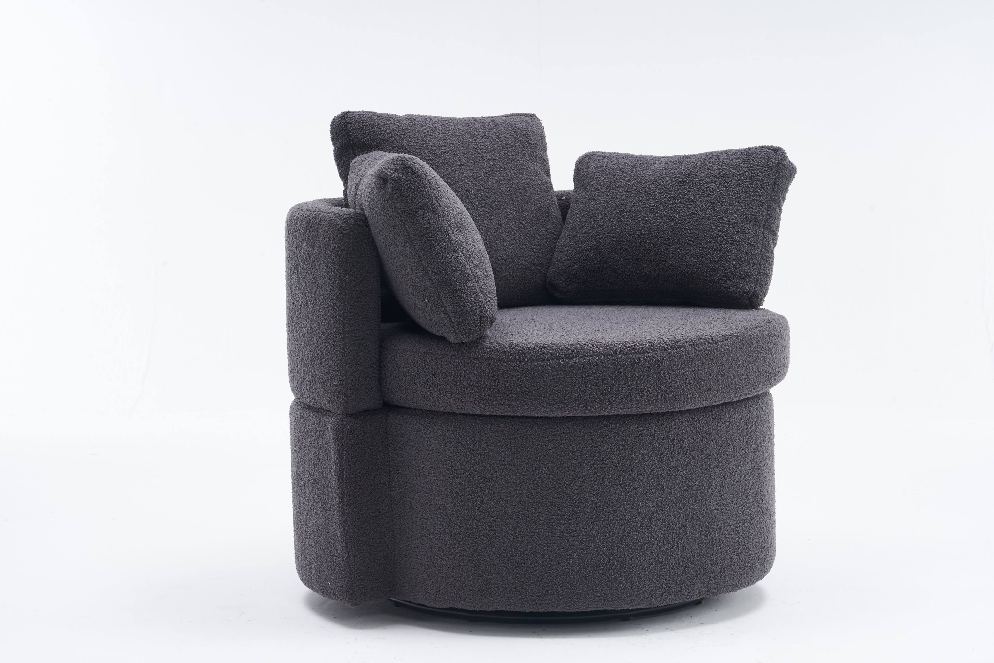 Alt View 7. SlickBlue - Swivel Storage Chair Comfortable Lounge Seat with Back Cushion for Living Room - Dark Grey.