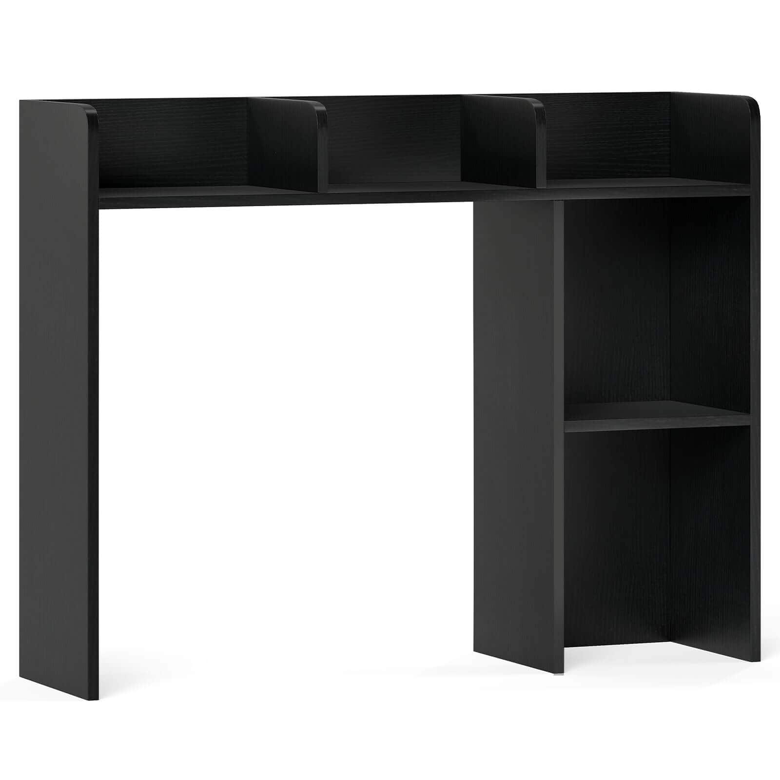 Costway - Desk Bookshelf Desktop Storage Shelf for Monitors up to 27" with Anti-tip Kits - Black