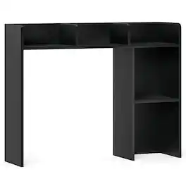 Costway - Desk Bookshelf Desktop Storage Shelf for Monitors up to 27" with Anti-tip Kits - Black