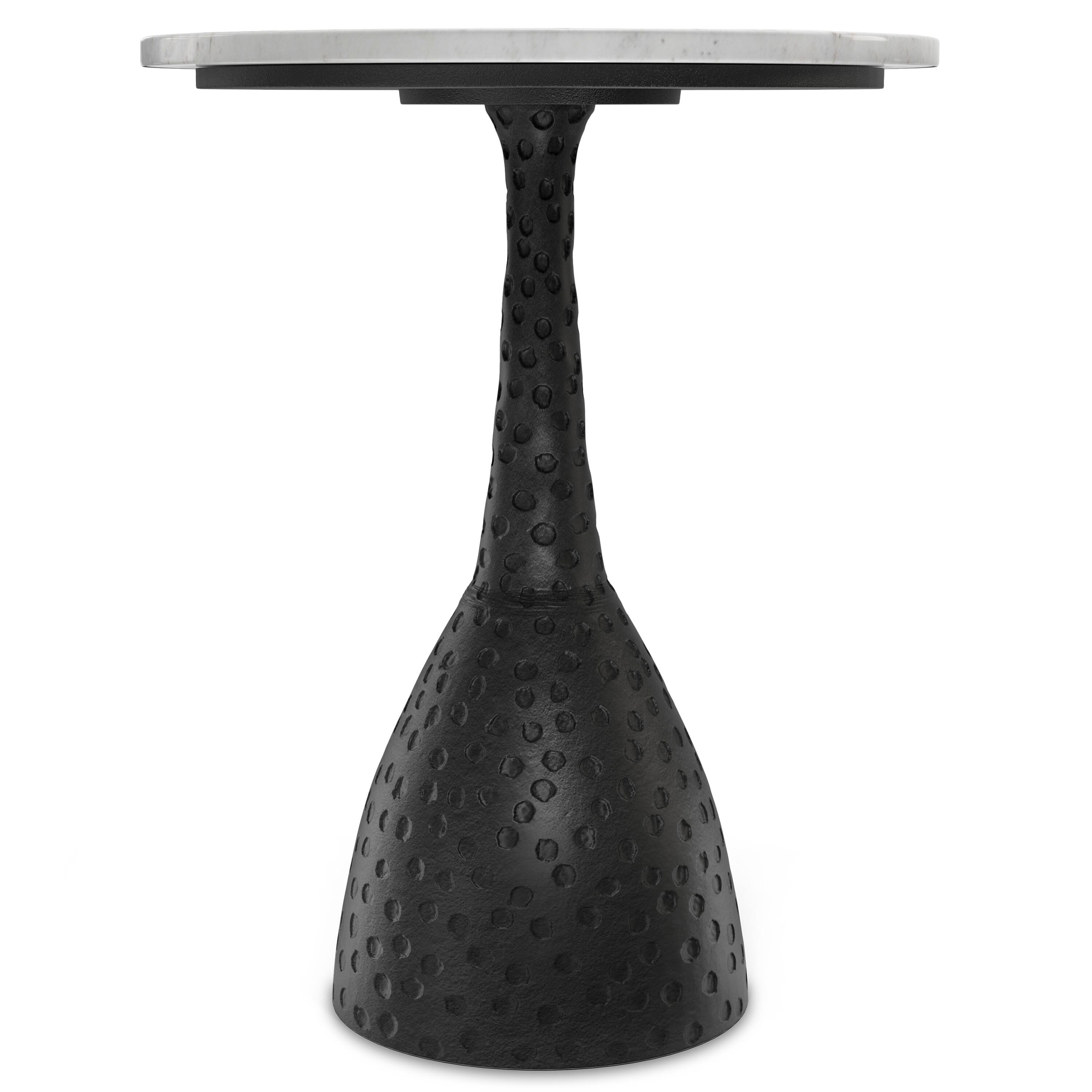 Left. Simpli Home - Myles 16 inch Wide Aluminum and Marble Side Table in Black - Black.