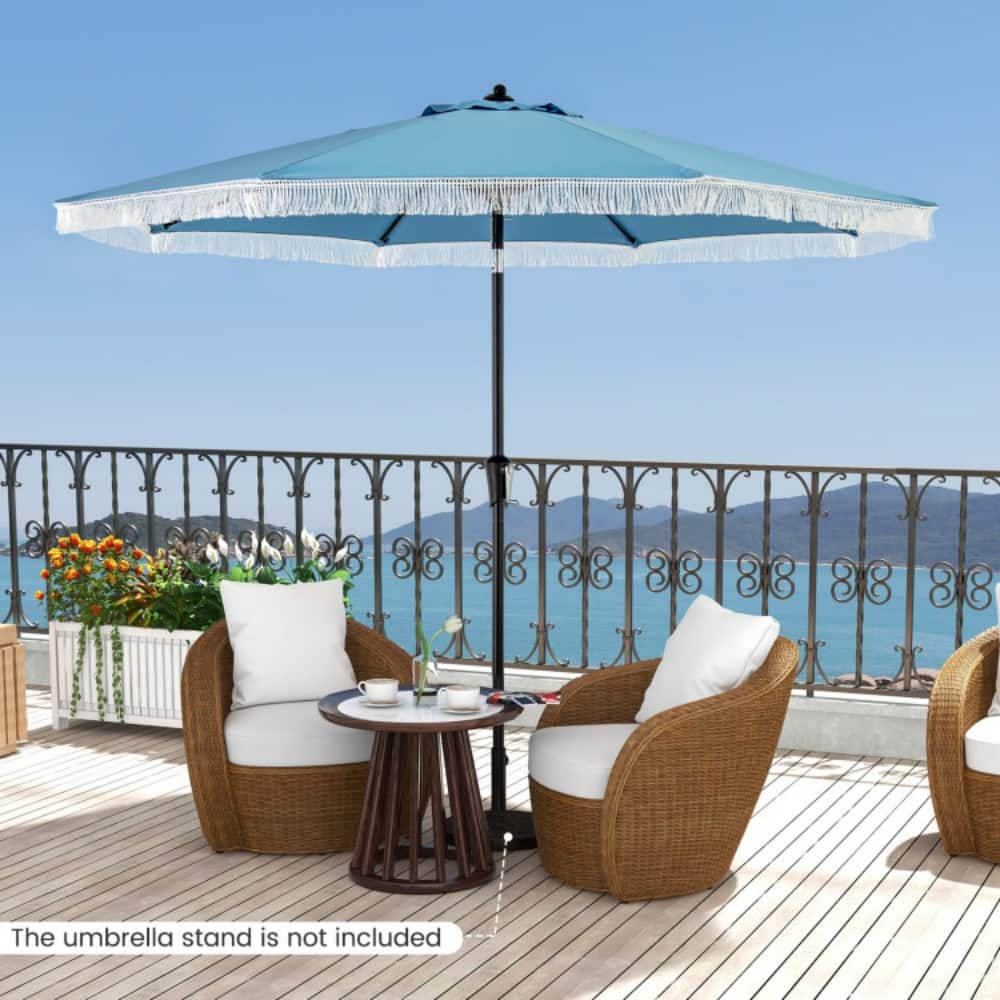Mondawe - 9 FT Patio Umbrella with Sun-Protective Canopy for Patio Garden Pool - Navy